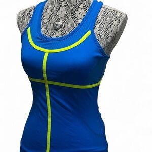 Fila Women's Blue and Neon Yellow Tank Top